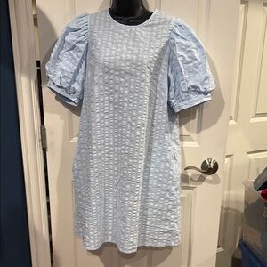 a new day Large Light Blue Puff Sleeve Dress with pockets - new with tags